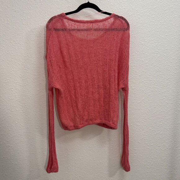 Free People Angel Soft Pink Wool Alpaca Blend Cable Knit Sweater Women’s Medium - Picture 11 of 11
